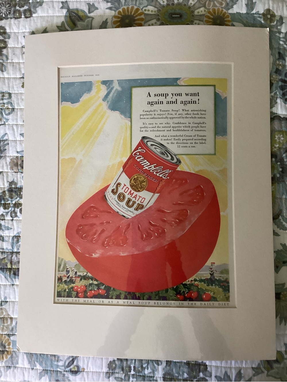 1920s Campbell's Soup Vintage Ad Matted Art Print